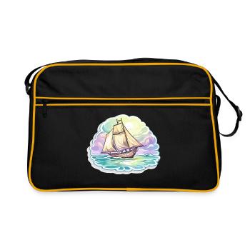 Voilier - illustration - Sac Retro - noir/or - Devant