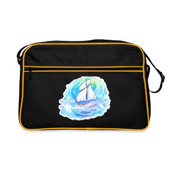 Voilier - illustration - Sac Retro - noir/or - Devant
