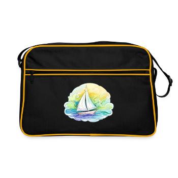 Voilier - illustration - Sac Retro - noir/or - Devant