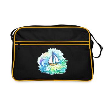 Voilier - illustration - Sac Retro - noir/or - Devant