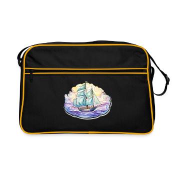 Voilier - illustration - Sac Retro - noir/or - Devant