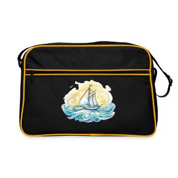 Voilier - illustration - Sac Retro - noir/or - Devant