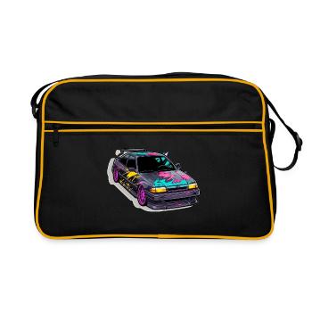 Auto - Illustration - Retro Tasche - Schwarz/Gold - Vorne