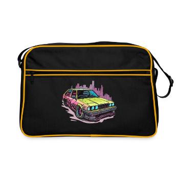 Auto - Illustration - Retro Tasche - Schwarz/Gold - Vorne