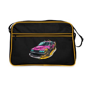 Auto - Illustration - Retro Tasche - Schwarz/Gold - Vorne