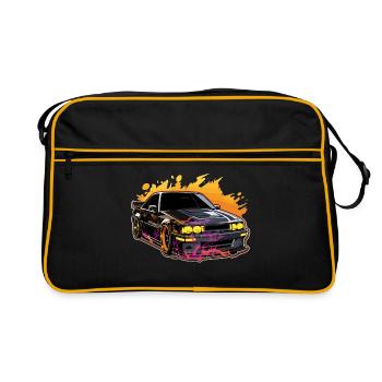 Auto - Illustration - Retro Tasche - Schwarz/Gold - Vorne