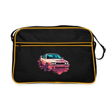 Auto - Illustration - Retro Tasche - Schwarz/Gold - Vorne