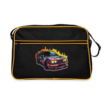 Auto - Illustration - Retro Tasche - Schwarz/Gold - Vorne