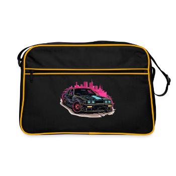 Auto - Illustration - Retro Tasche - Schwarz/Gold - Vorne