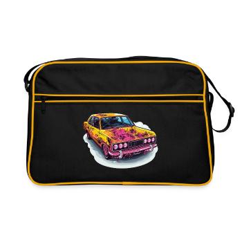 Auto - Illustration - Retro Tasche - Schwarz/Gold - Vorne