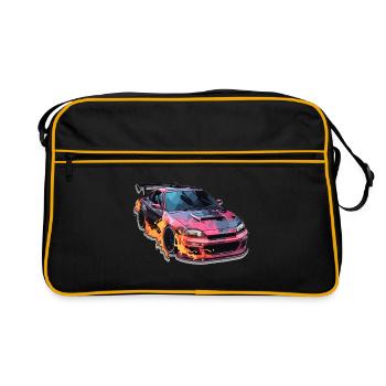 Auto - Illustration - Retro Tasche - Schwarz/Gold - Vorne