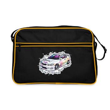 Auto - Illustration - Retro Tasche - Schwarz/Gold - Vorne