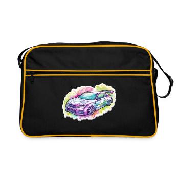 Auto - Illustration - Retro Tasche - Schwarz/Gold - Vorne