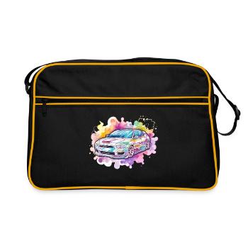 Auto - Illustration - Retro Tasche - Schwarz/Gold - Vorne