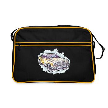 Auto - Illustration - Retro Tasche - Schwarz/Gold - Vorne