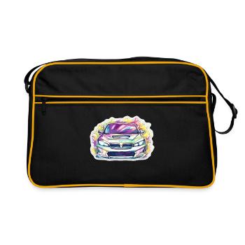 Auto - Illustration - Retro Tasche - Schwarz/Gold - Vorne