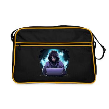 Ethical Hacker - Illustration - Retro Tasche - Schwarz/Gold - Vorne