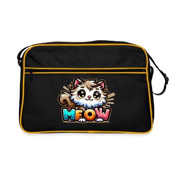 Miaou - Illustration de chat - Sac Retro - noir/or - Devant