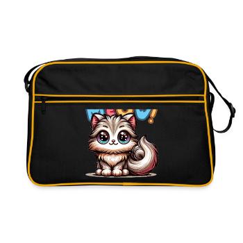 Miaou - Illustration de chat - Sac Retro - noir/or - Devant
