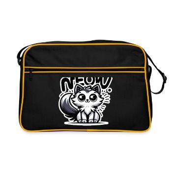 Miaou - Illustration de chat - Sac Retro - noir/or - Devant