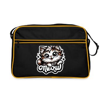Miaou - Illustration de chat - Sac Retro - noir/or - Devant