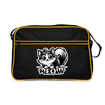 Miaou - Illustration de chat - Sac Retro - noir/or - Devant