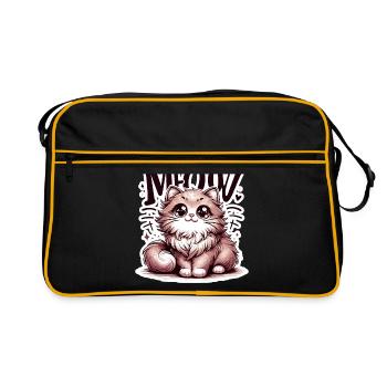 Miaou - Illustration de chat - Sac Retro - noir/or - Devant