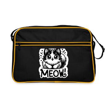 Miaou - Illustration de chat - Sac Retro - noir/or - Devant