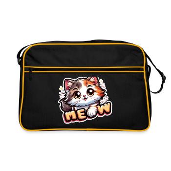 Miaou - Illustration de chat - Sac Retro - noir/or - Devant