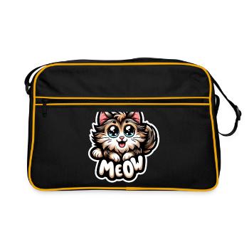 Miaou - Illustration de chat - Sac Retro - noir/or - Devant