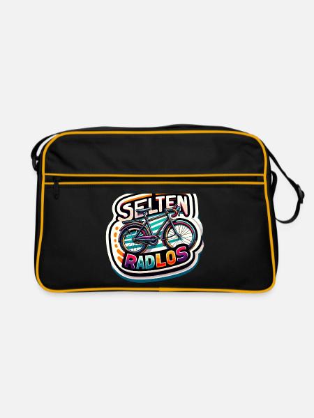 Selten Radlos - Fahrrad Illustration - Retro Tasche - Schwarz/Gold