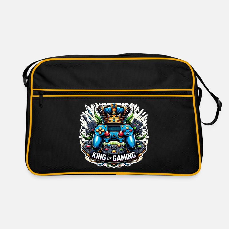 King of Gaming - Controller und Krone Illustration Retro Tasche