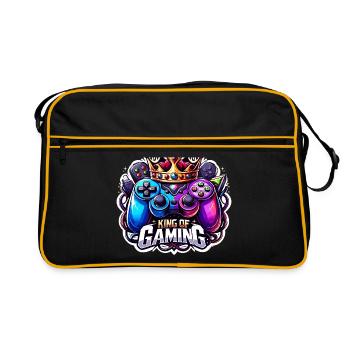 King of Gaming - Controller und Krone Illustration - Retro Tasche - Schwarz/Gold - Vorne
