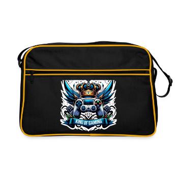 King of Gaming - Controller und Krone Illustration - Retro Tasche - Schwarz/Gold - Vorne