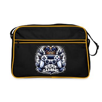 King of Gaming - Controller und Krone Illustration - Retro Tasche - Schwarz/Gold - Vorne