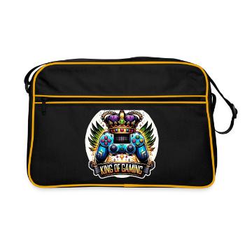 King of Gaming - Controller und Krone Illustration - Retro Tasche - Schwarz/Gold - Vorne