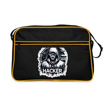Hacker - Illustration - Retro Bag - black/gold - Front