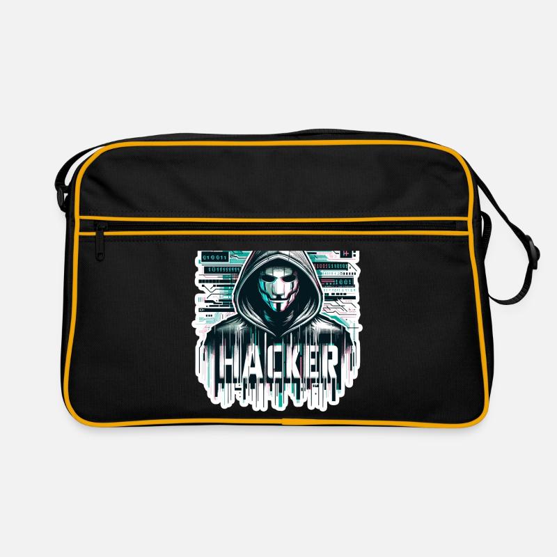 Hacker - Illustration - Retro Tasche - Schwarz/Gold