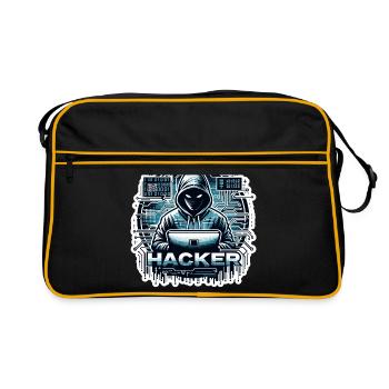 Hacker - Illustration - Sac Retro - noir/or - Devant