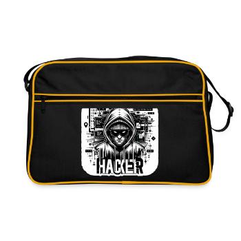 Hacker - Illustration - Retro Bag - black/gold - Front