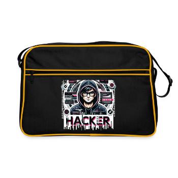 Hacker - Illustration - Retro Bag - black/gold - Front