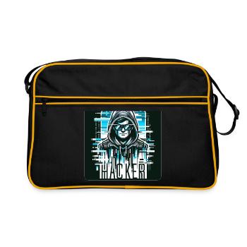 Hacker - Illustration - Retro Bag - black/gold - Front