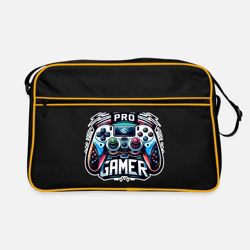 Pro Gamer - Controller Illustration - Retro Tasche - Schwarz/Gold