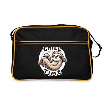 Chill Time - Sloth Illustration - Retro Bag - black/gold - Front