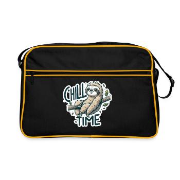 Chill Time - Sloth Illustration - Retro Bag - black/gold - Front