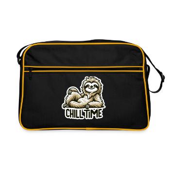 Chill Time - Sloth Illustration - Retro Bag - black/gold - Front