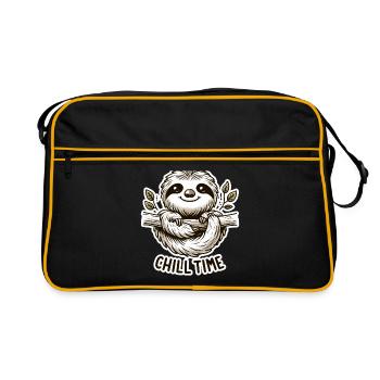 Chill Time - Sloth Illustration - Retro Bag - black/gold - Front