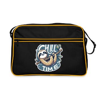 Chill Time - Sloth Illustration - Retro Bag - black/gold - Front