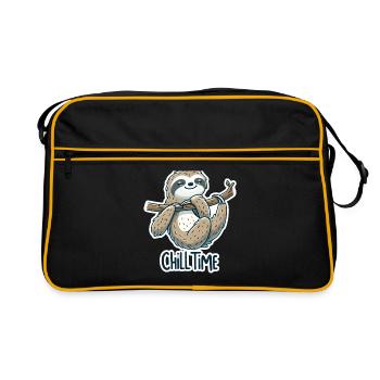 Chill Time - Sloth Illustration - Retro Bag - black/gold - Front