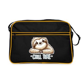 Chill Time - Sloth Illustration - Retro Bag - black/gold - Front